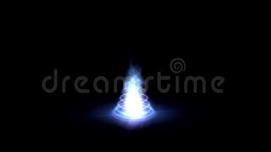 蓝色发光神秘火焰与马戏团动画图形元素. 包括阿尔法频道。